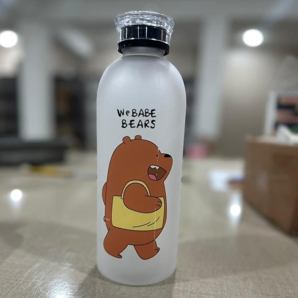 We Bare Bears Reusable Aesthetic Water Bottle (1000ml) – Dual Cap & Straw - Image 3